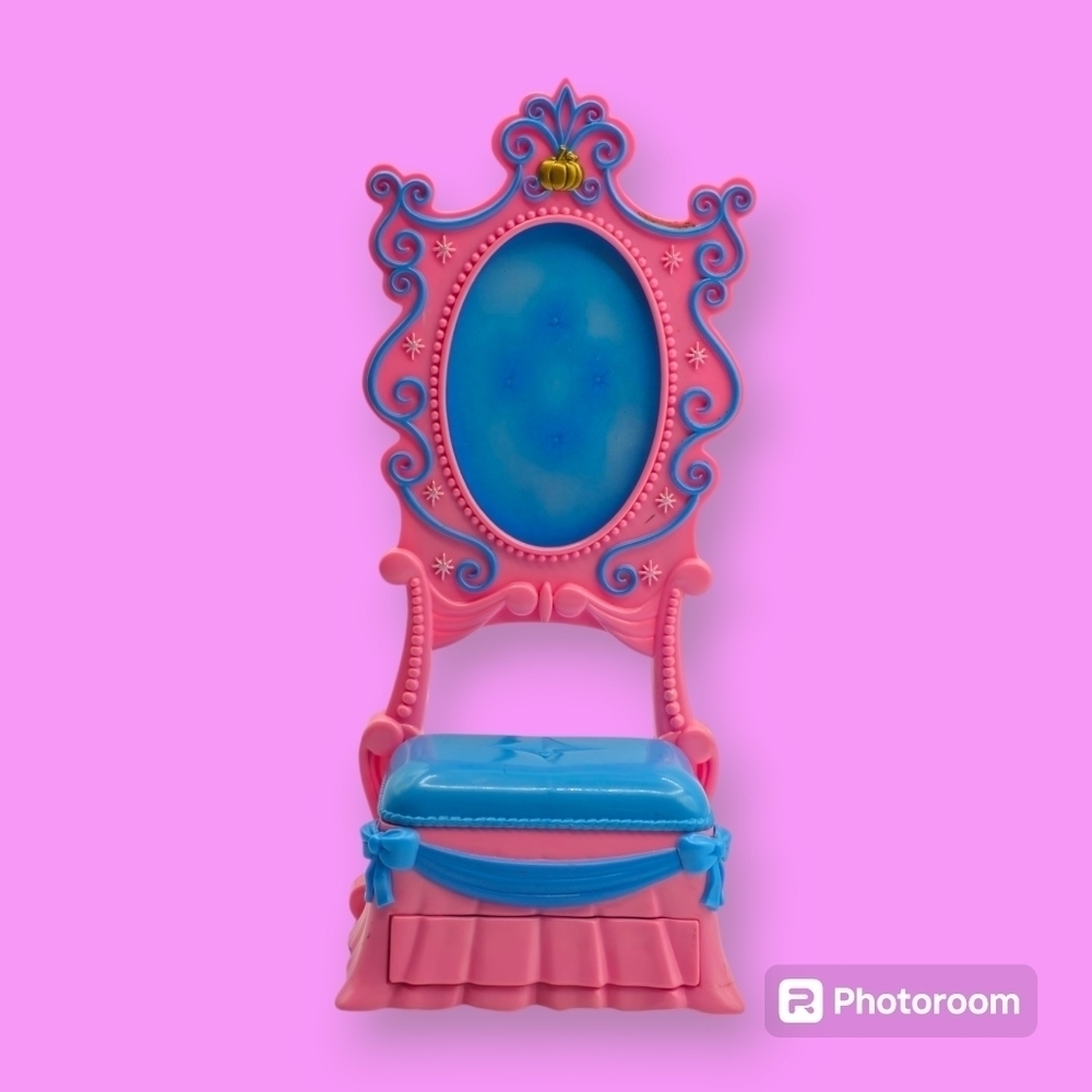 Vintage 2000s Disney Princess Cinderella Magic Mirror Vanity Bench